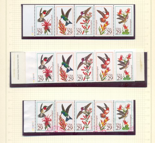 USA 2642-2646 Hummingbirds booklet stamps, mint and used etc - Picture 2 of 4