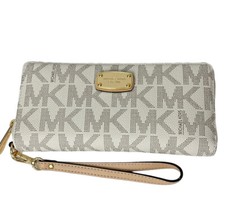 Michael Kors Wallet Wristlet Jet Set Travel Continental Zip Around Vanilla