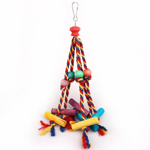 Zufällige Farben Vogel Zubehör Holz Kauspielzeug Vögel Seil Papagei Spielzeug Käfig - Bild 9 von 24