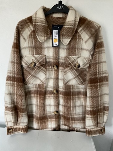 Totalmente Nuevo Chacket a Cheque Mezcla de Lana Cepillada Forrado Talla 16 Color Neutro - Imagen 13 de 23