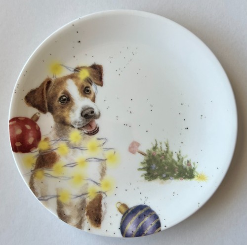 Royal Worcester Wrendale Designs Hannah Dale Dog Christmas 6.5" Plate New! - 第 1/4 張圖片