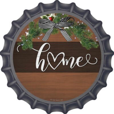 Home Bow Wreath Novelty Metal 12'' Bottle Cap Aluminum Sign