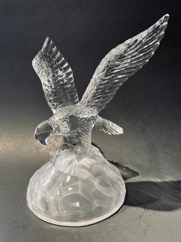 Cristal d'Arques Crystal Clear Art Glass Eagle Statue Frosted Base - Picture 1 of 10