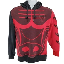 Chicago Bulls Hoodie Embroidered Logo Size S Red Black Unk