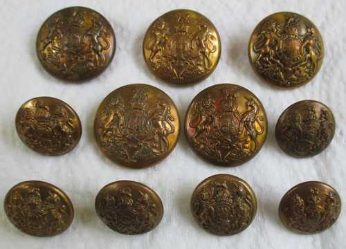 Set of 11x British Army:"GENERAL SERVICE BRASS BUTTONS" (23mm-17mm, WW1-WW2 Era)