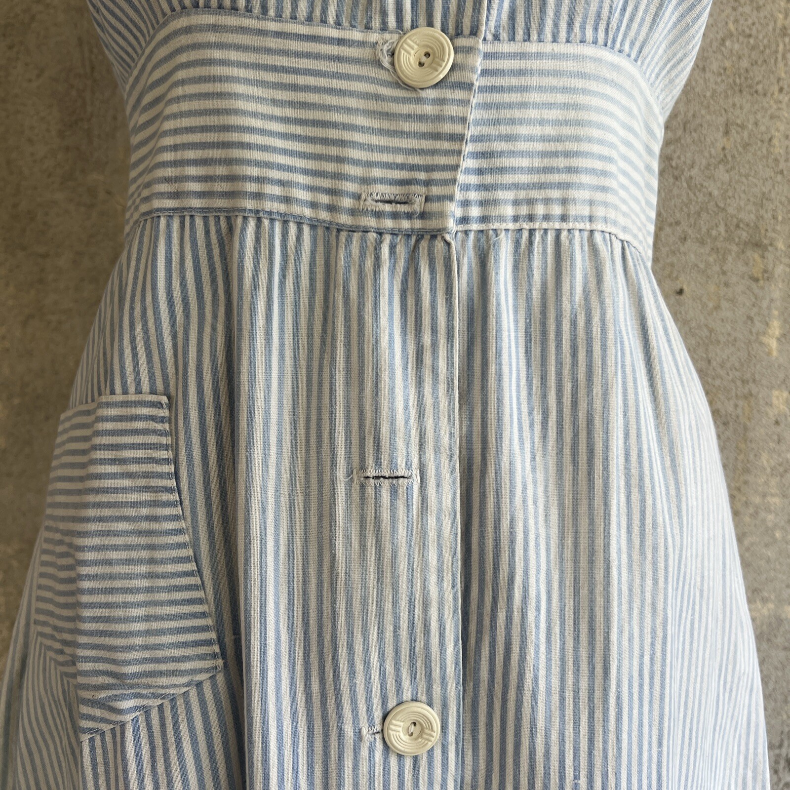 Vintage 1930s Baby Blue & White Striped Linen Dre… - image 6