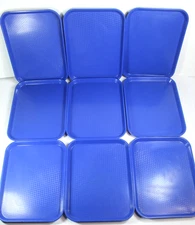 Lot Of 9 Cambro Lunchroom Cafe Trays Navy Blue 13 1/2" x 10 1/2" Cafeteria.