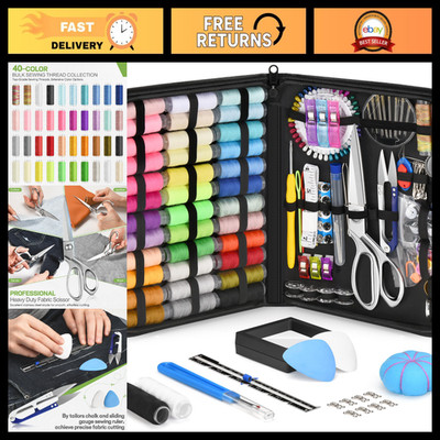 242 Pcs Portable Sewing Kit with Ultra Sharp Scissors, Hand Needles & Thread - T