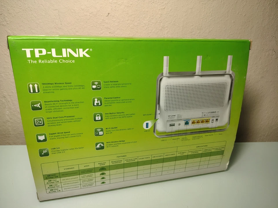 TP-LINK ARCHER C9 AC1900 Gigabit Wifi Router New Wireless Dual Band USB 3.0 2.0 - Image 2 of 4