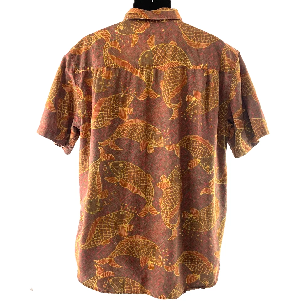 Camisa Hawaiana Territory Ahead Mezcla Seda Hombres XL Campamento Peces Koi Carpa Luau Aloha Foto 2 de 4