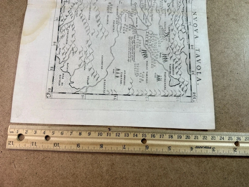 Mapa 1562 «MOSHOVIA NVOVA TAVOLA» Rusia, Ucrania - Ptolomeo, Valgrisi, Venecia RARO Foto 4 de 4