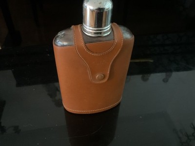 Vtg B.J.S. Flask in Leather Case.
