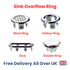 4Pcs Bathroom Basin Sink Overflow Ring Chrome Hole Cover Cap Inserts,Round.
