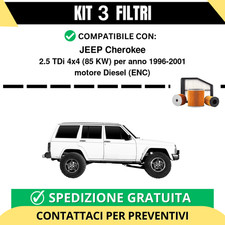 Kit 3 Filtri Tagliando per JEEP Cherokee 2.5 TDi 4x4 85 kw Diesel 1996-2001