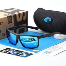 Costa Del Mar Black Frame Blue Mirror Polarized 580 Sunglasses  Random Gift