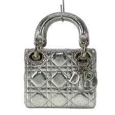 DIOR/ChristianDior Lady Dior Micro Bag - Silver Patent Leather Handbag