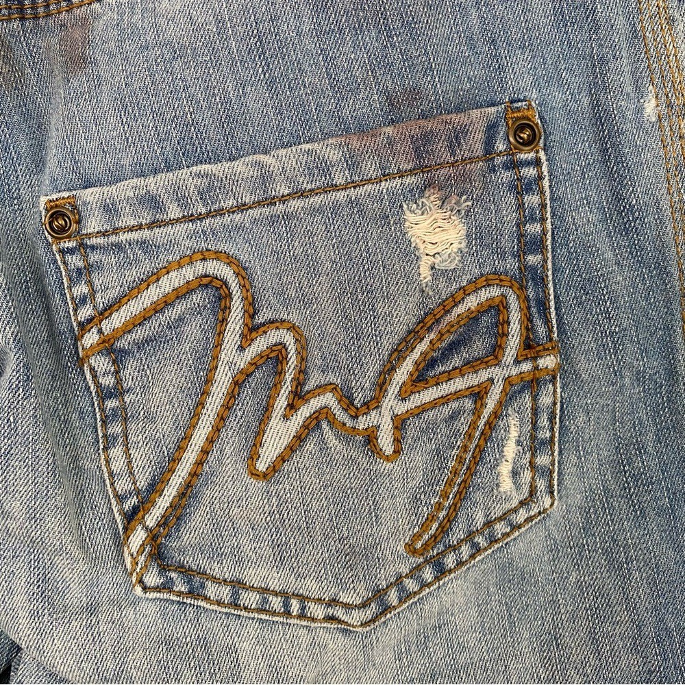 BCBG MaxAzria Distressed Patchwork Lightwash Deni… - image 10