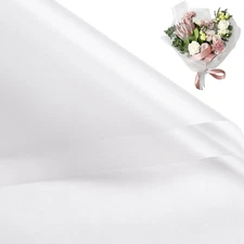 20 Sheets Flower Wrapping Paper - 22.4 x 22.4 inch Pure Translucent White Water-