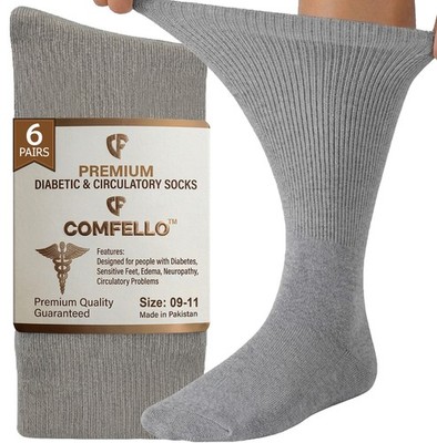 3 6 12 Pairs Diabetic Crew Socks Mens Circulatory Health Non Binding 9-11 10-13
