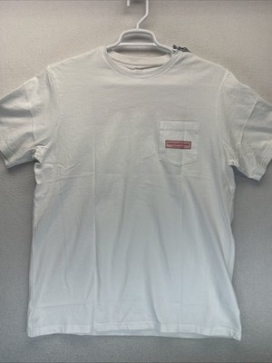 Vineyard Vines Men s Large Classic Logo Box White Cap Pocket T Short Sleeve NWT