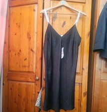 primark black silky 90s slip Dress Plus Size 18 NEW with jewel straps xmas party