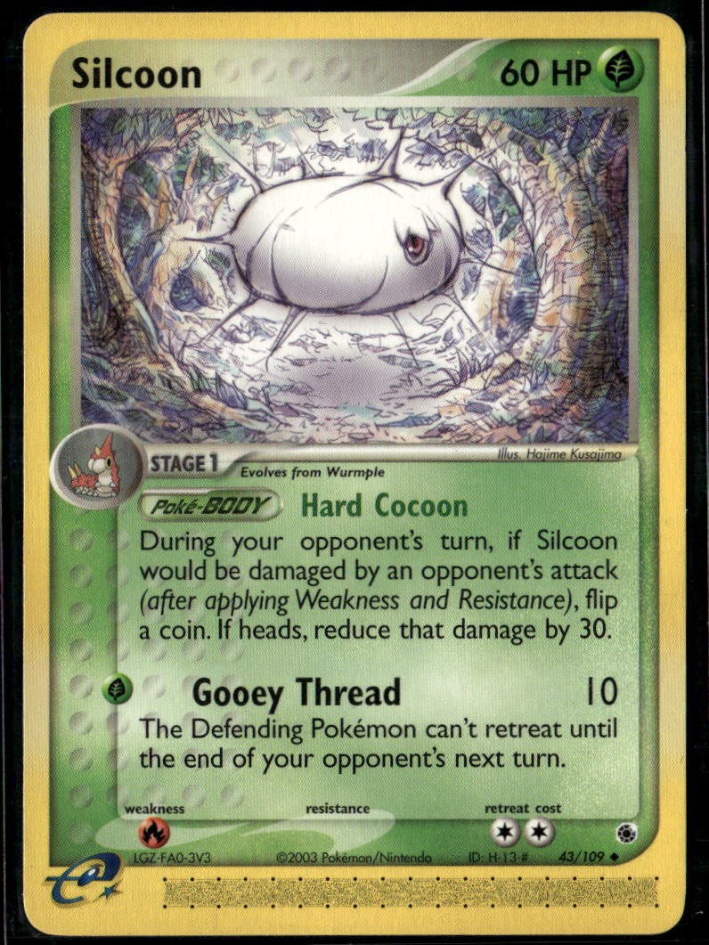 Silcoon 43/109 Uncommon Ruby & Sapphire LP Pokemon Card