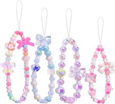 4 PCS Cute Phone Charms Aesthetic Y2K Cellphone Wrist Strap Bedazzling Bear B...