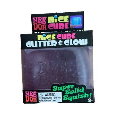 NeeDoh Nice Cube Glitter & Glow Super Solid Squish Purple, MPN 25309HY