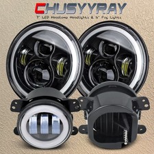 For 2007-2018 Jeep Wrangler JK JKU 7" Inch Halo LED Headlights Fog Lights Combo
