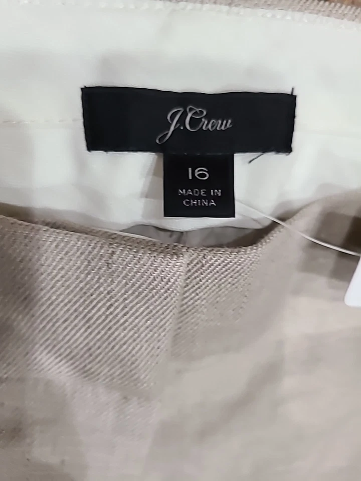 Pantalón capri de tiro medio J.Crew talla 16 en mezcla de lino en lino marfil nuevo con etiquetas Foto 4 de 4