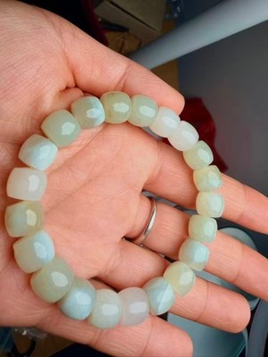 hetian jade river pebble white with blue skin RARE  和田玉新疆籽料白底带蓝皮