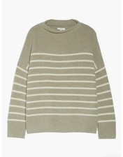 VINCE 100 Cashmere Heather Breton Stripe Funnel Neck Sweater XXXL NWT 425