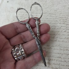 Ciseaux Anciens Couture en Métal Argenté XIXè Victorian French
