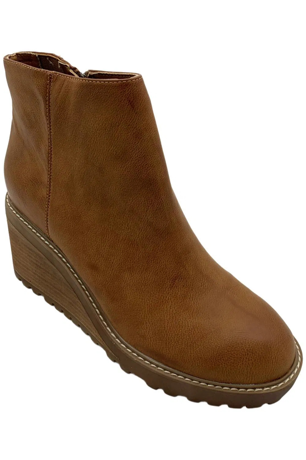 Yellow Box Women's Alexis Wedge Leather Ankle Boot Tan