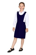 Girls Bib Pinafore Wrap Over Knife Pleated Sleeveless School Uniform Dress 2-16