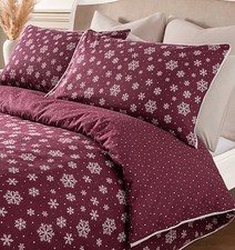 Stacey Solomon Snowflake Brushed Cotton Burgundy Single Xmas Duvet Cover Set