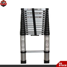 14.5 Feet 330Lbs Aluminum Non-Slip Telescoping Ladder Durable Folding Ladder