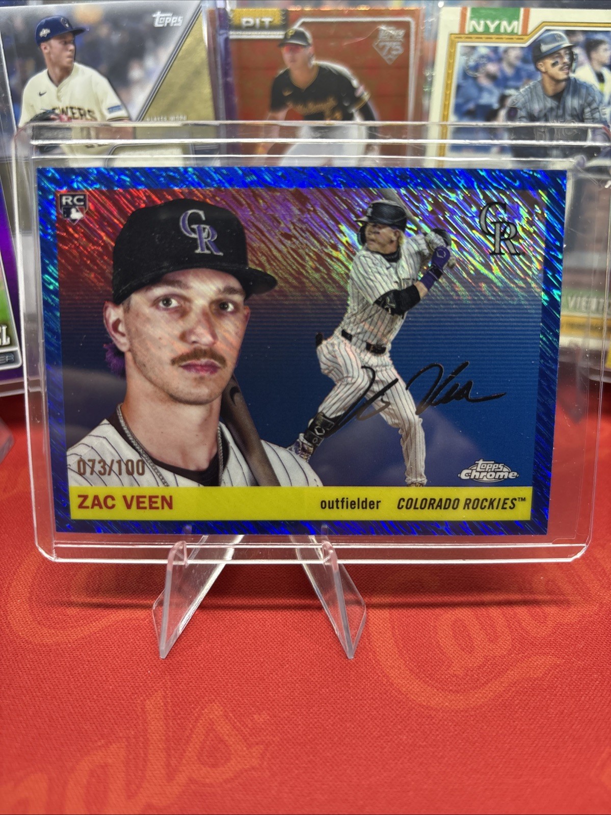 2025 Topps Chrome Platinum ZAC VEEN RC #/100 BLUE SHIMMER REFRACTOR Rockies