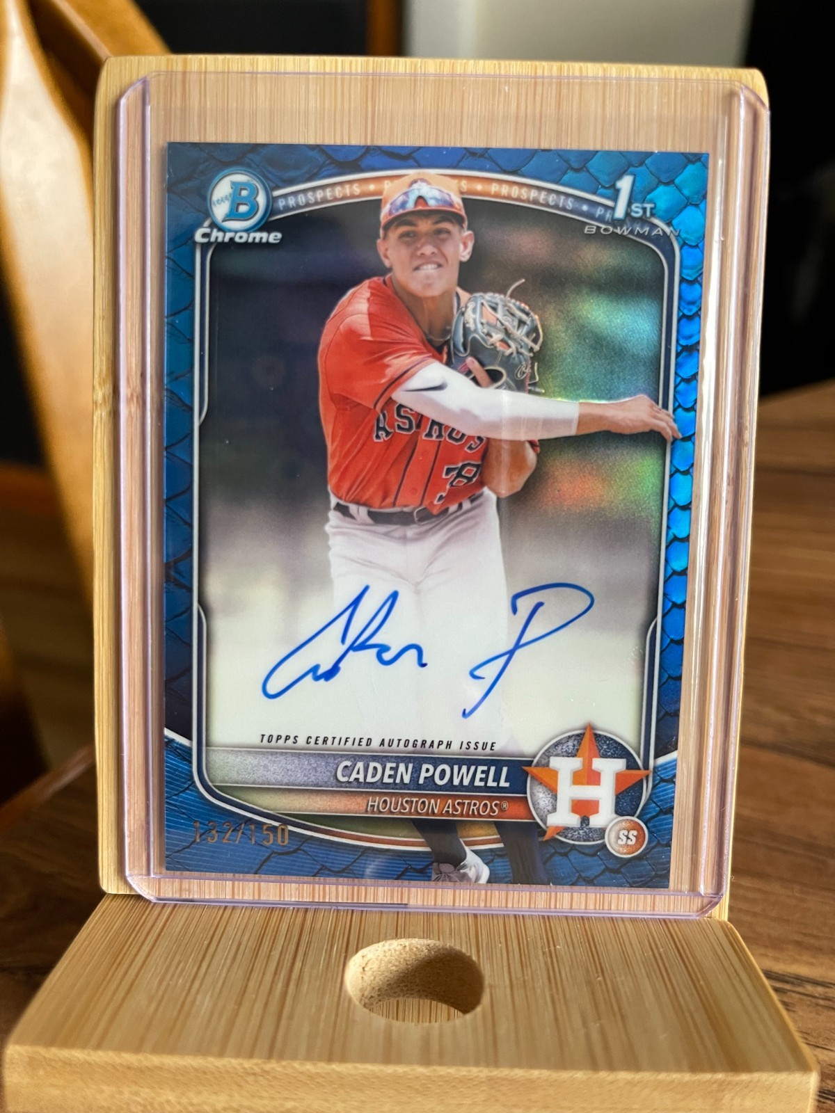 2025 Bowman Chrome 1st Prospect Caden Powell Auto #CPA-CPO Blue Reptilian /150
