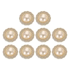 10pcs Gold White Pearl Buttons 22mm Plastic Round Sewing Craft Button #4