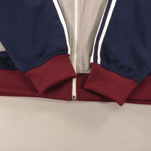 Fred Perry Jacket Men XL Navy Grey Burgundy Full Zip Up Track Bomber Sport Logo image 2