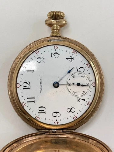 Antique WALTHAM 15 Jewels Gold Filled Pocket Watch, Runs Missing Crystal 32-#111
