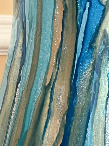 Blue Gold Silver Glitter Glass Vase 14.5” Tall - Bild 5 von 10