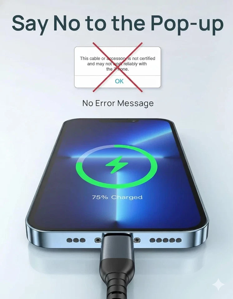 For iPhone USB Fast Charger Cable Braided 1M 2M 3M Lead 14 13 12 11 8 XR Pro Max - Image 3 of 4