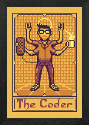 Der Programmierer Pixel Kunst Gerahmtes Wandbild Poster Leinwanddruck Bild