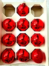 Vintage Rauch Glass Tree Ornaments Red 2 Inch Set Of 10