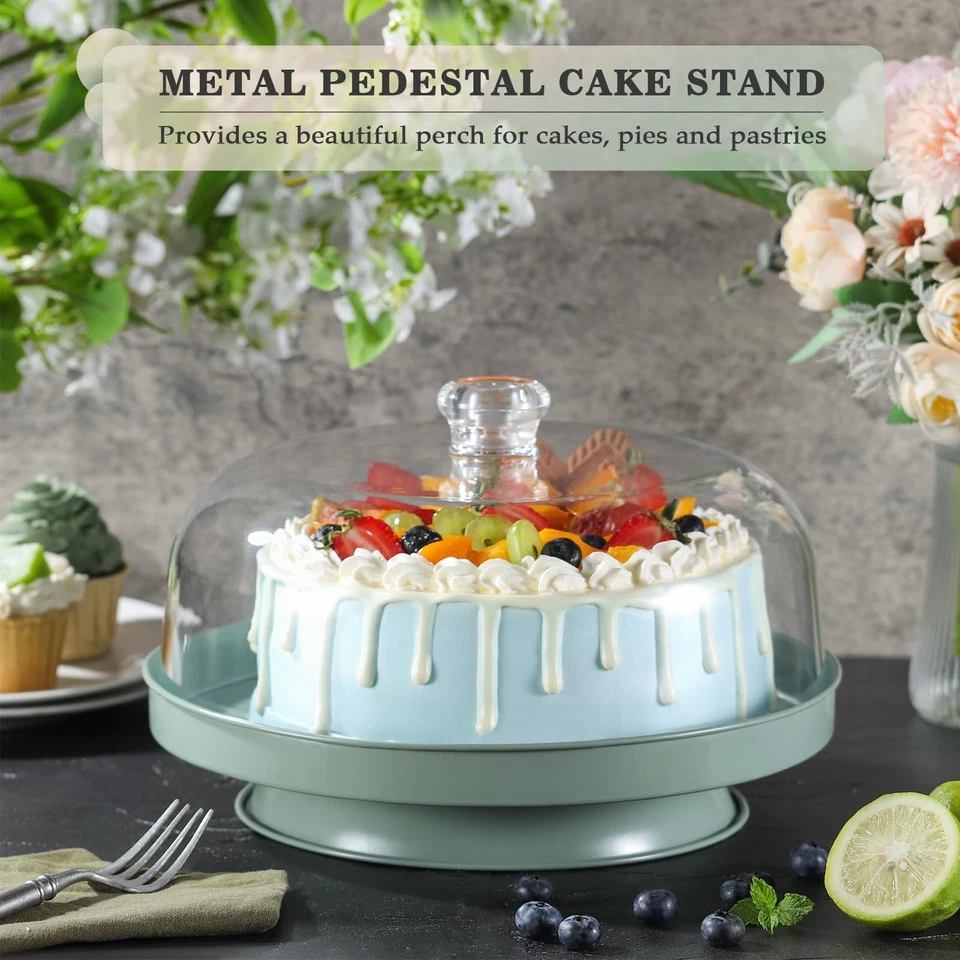 Soporte para pasteles 2 en 1 y tablero de charcutería con tapa, soporte para pasteles de metal con acrílico D... Foto 2 de 4