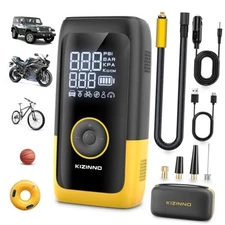 Tire Inflator Portable Air Compressor, Ultra Fast Dual-Cylinder Air Pump Yellow
