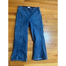 PILCRO Antropologie Medium Wash Denim Jeans Elastic Waist Wide Leg Cropped Flare