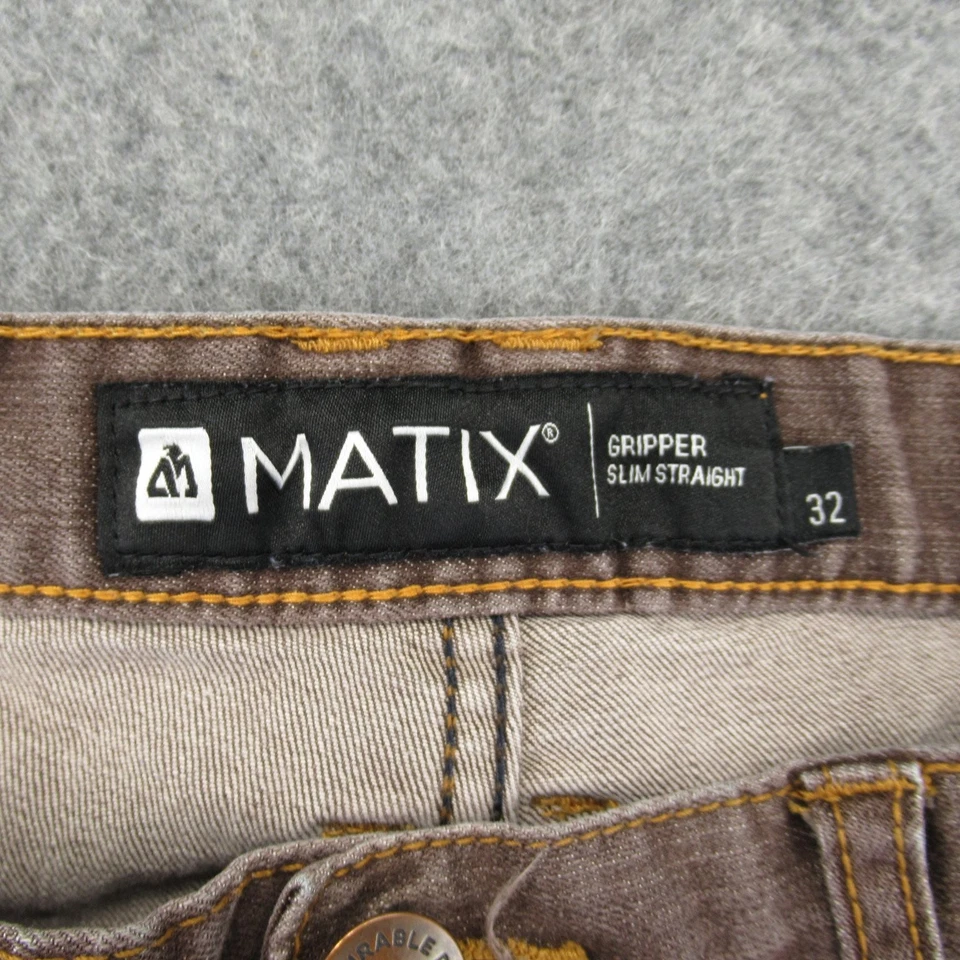 Matix Gripper Slim Straight Men's Brown Denim Jeans 32 Waist - Image 2 of 4